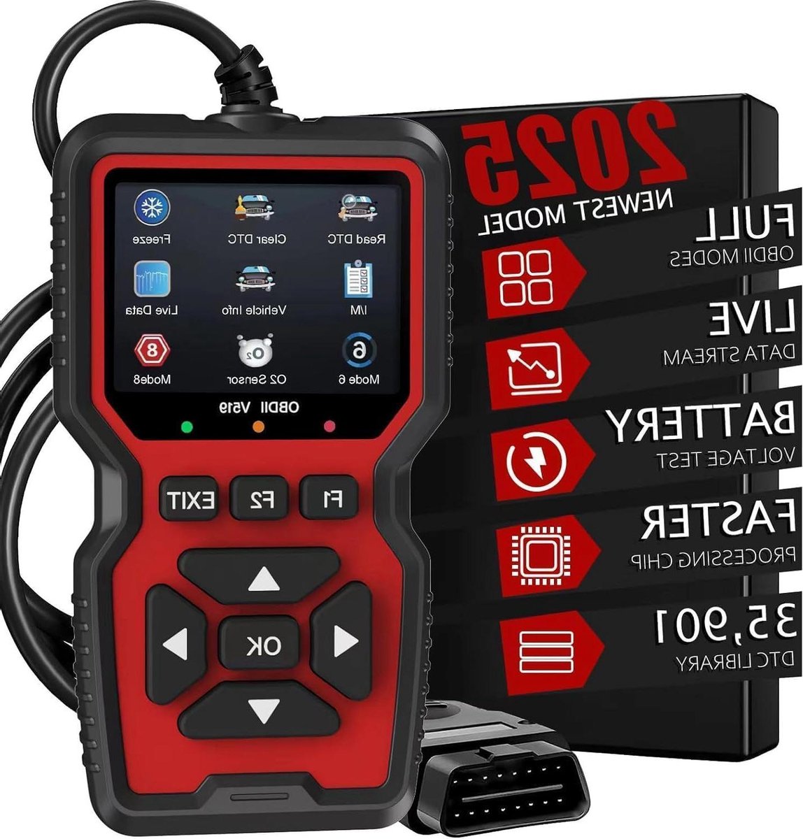 OBD2 Diagnostisch Apparaat - Foutcode Lezer - Auto Onderhoud - Universele Compatibiliteit - 15.5 x 8.7 x 2.4 cm - Zwart