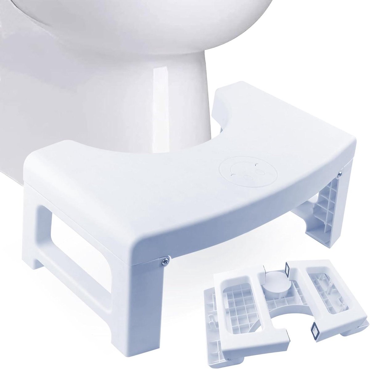 Opvouwbare Toiletkruk - Krukje Opstapje - Gezonde Toiletgang - Met Verfrisser Houder - 41 x 26 x 17.5 cm - Wit