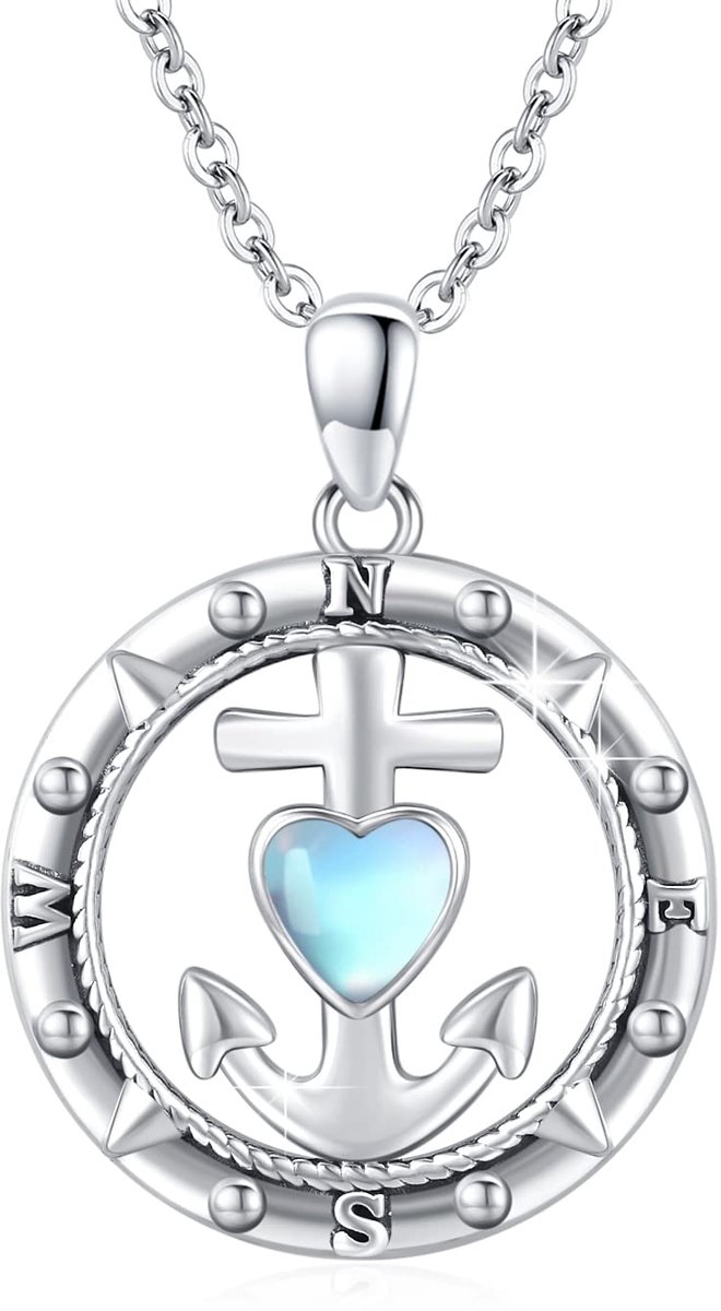 Ketting Kettingen Dames Zilver 925 Anker Hanger Maansteen Ketting Sieraden Cadeau voor Vrouwen Mama