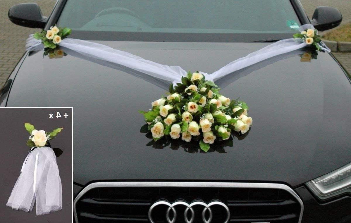 Autoboeket Kant - Bruiloft Decoratie Auto - Bruiloft Versiering - Handgemaakt - 140 cm - Limoen