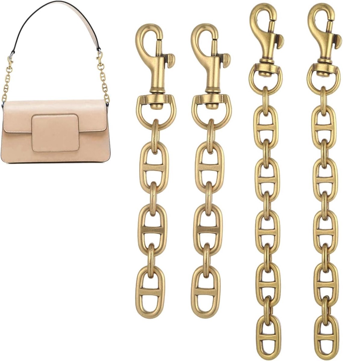 Kettingverlenging Tas - Verlengketting Goud - Tassen Aanpassen - Met Karabijnsluiting - 4 Stuks 12 & 17 cm - Goud