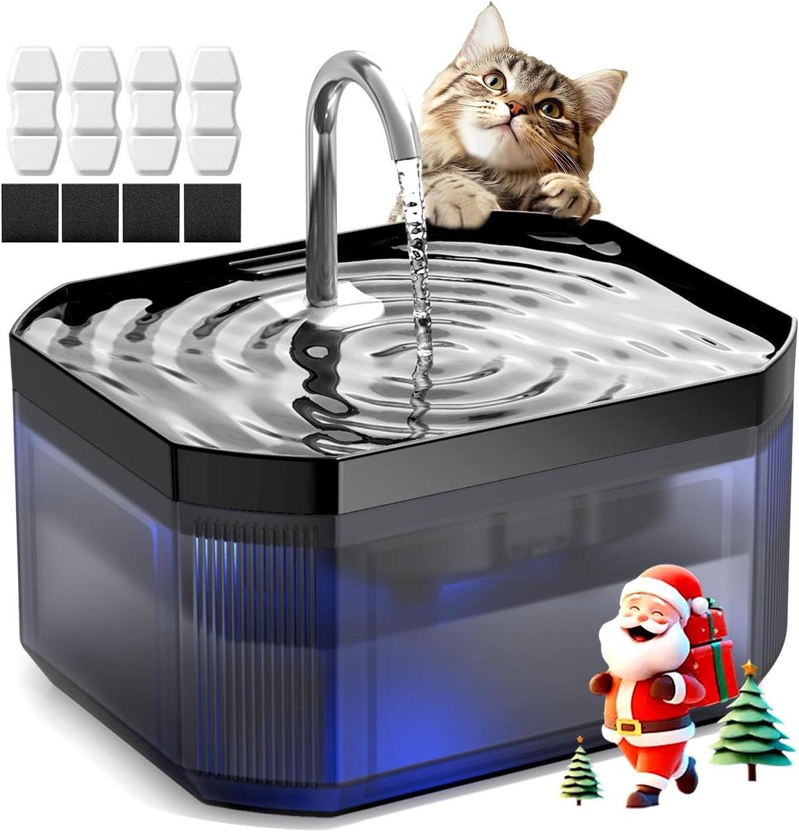 Katten Waterfontein - Drinkfontein Kat - Verse Drank - Stille Werking - 2.4L Capaciteit - Wit