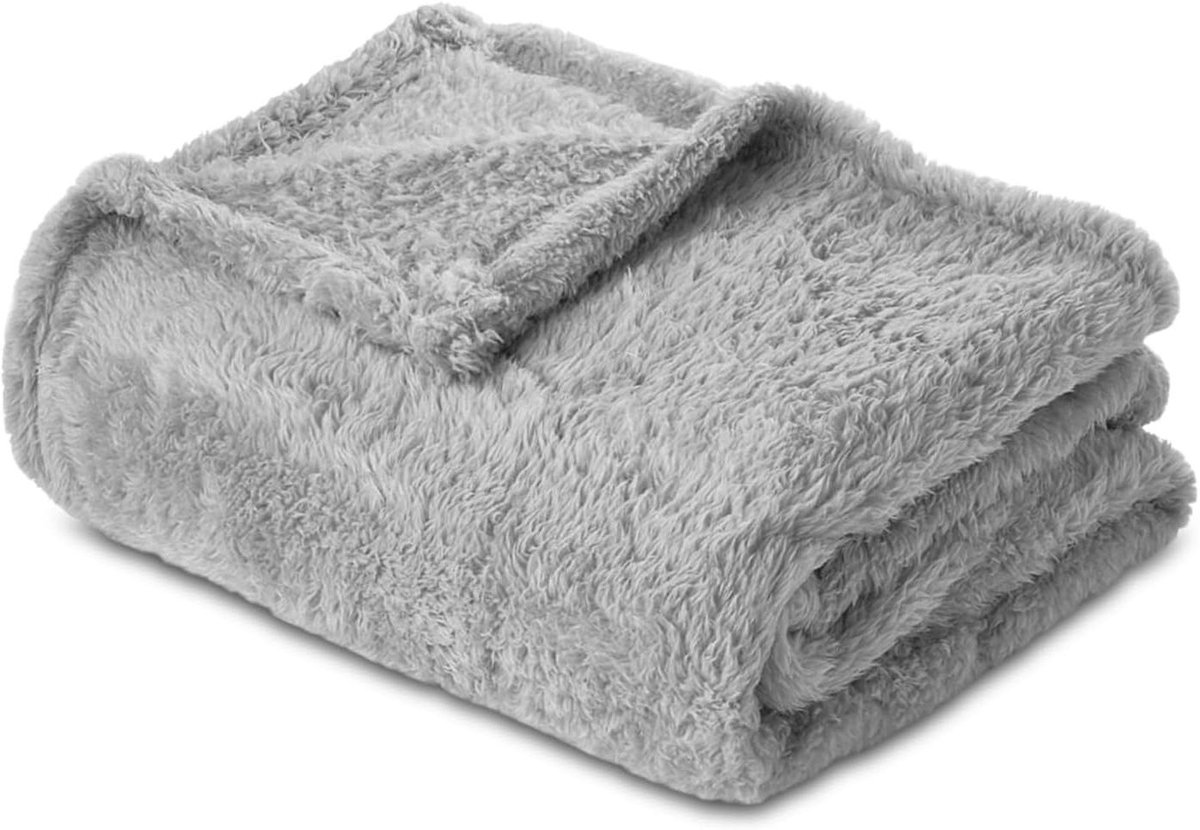 Plaid Fleece Deken - Slaapdeken Pluche - Gezelligheid Thuis - Oeko-TEX Gecertificeerd - 130 x 150 cm - Lichtgrijs