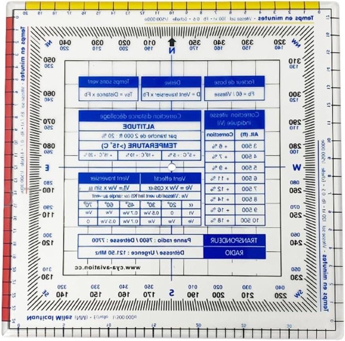 Navigatie gradenboog - Kaart liniaal - Koersen uitstippelen - Multifunctioneel apparaat - 14 x 14.5 cm - Transparant