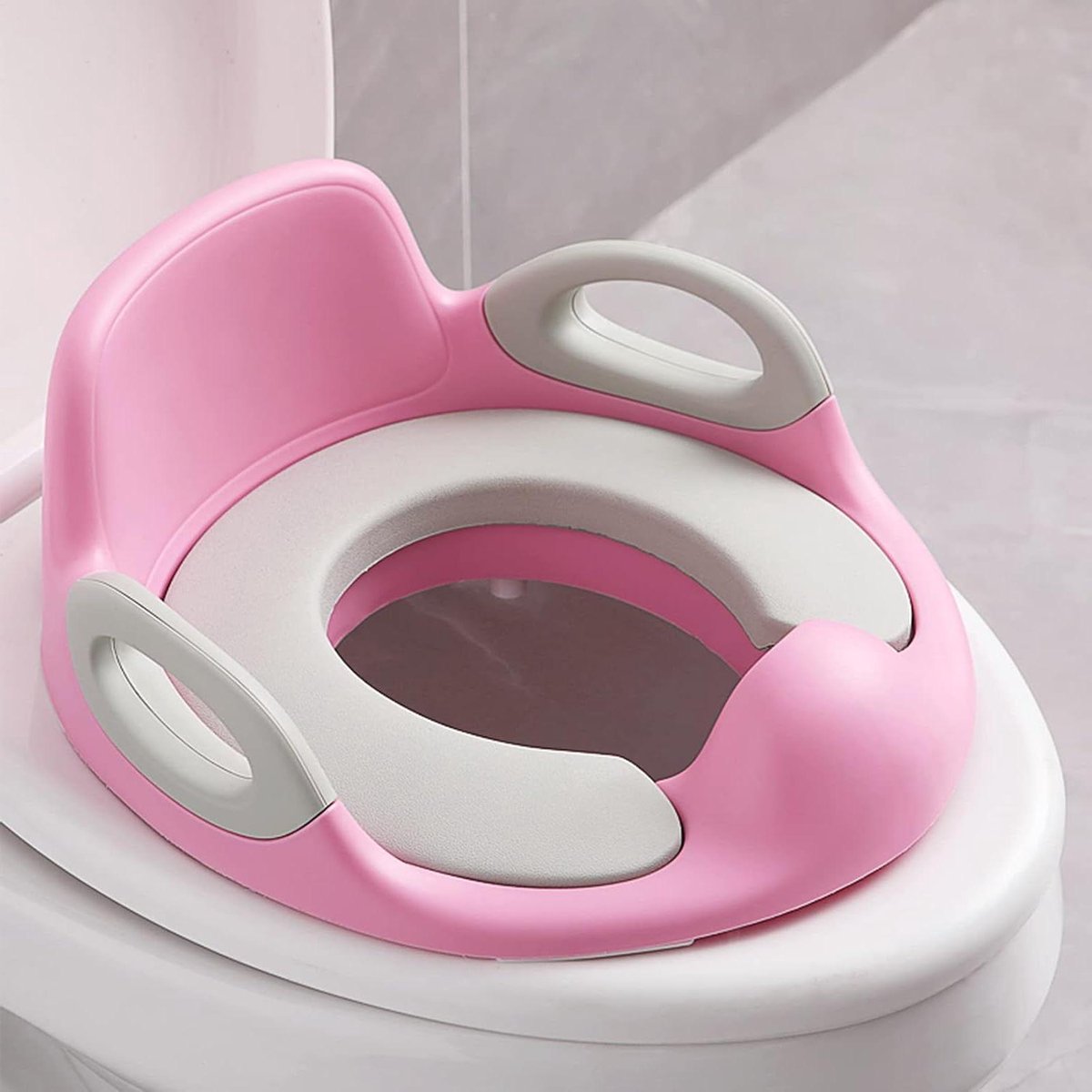 Kindertoiletbril - Zindelijkheidstrainer - Kinderen Zindelijk Maken - Met Handvatten - 37 x 37 cm - Roze