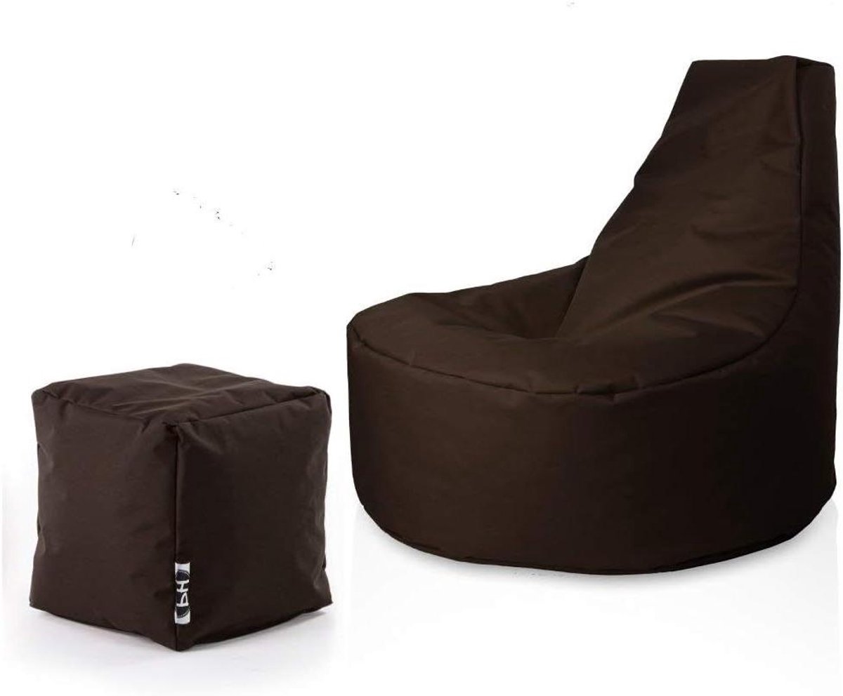 Zitzak Set - Bean Bag Kubus - Ontspannen Zitten - Waterafstotend Nylon - Ø80cm 90cm Hoogte - Bruin
