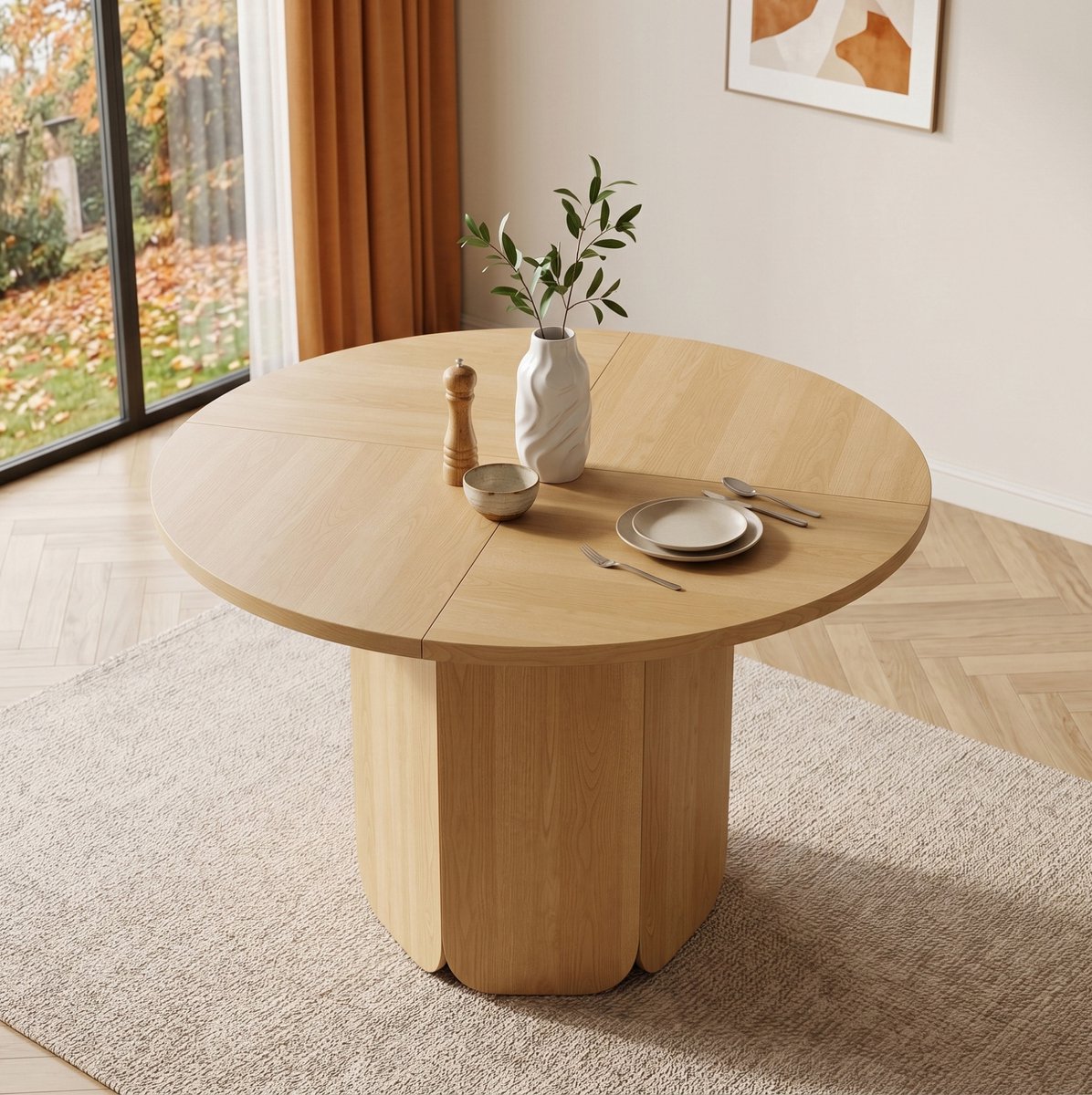 MIVRAY Eettafel - Ronde Tafel Voor 4 Tot 6 Personen - Scandinavisch Minimalistisch Voor Eetkamer En Woonruimte - MDF Eikenkleur - 120 x 120 x 75 Cm
