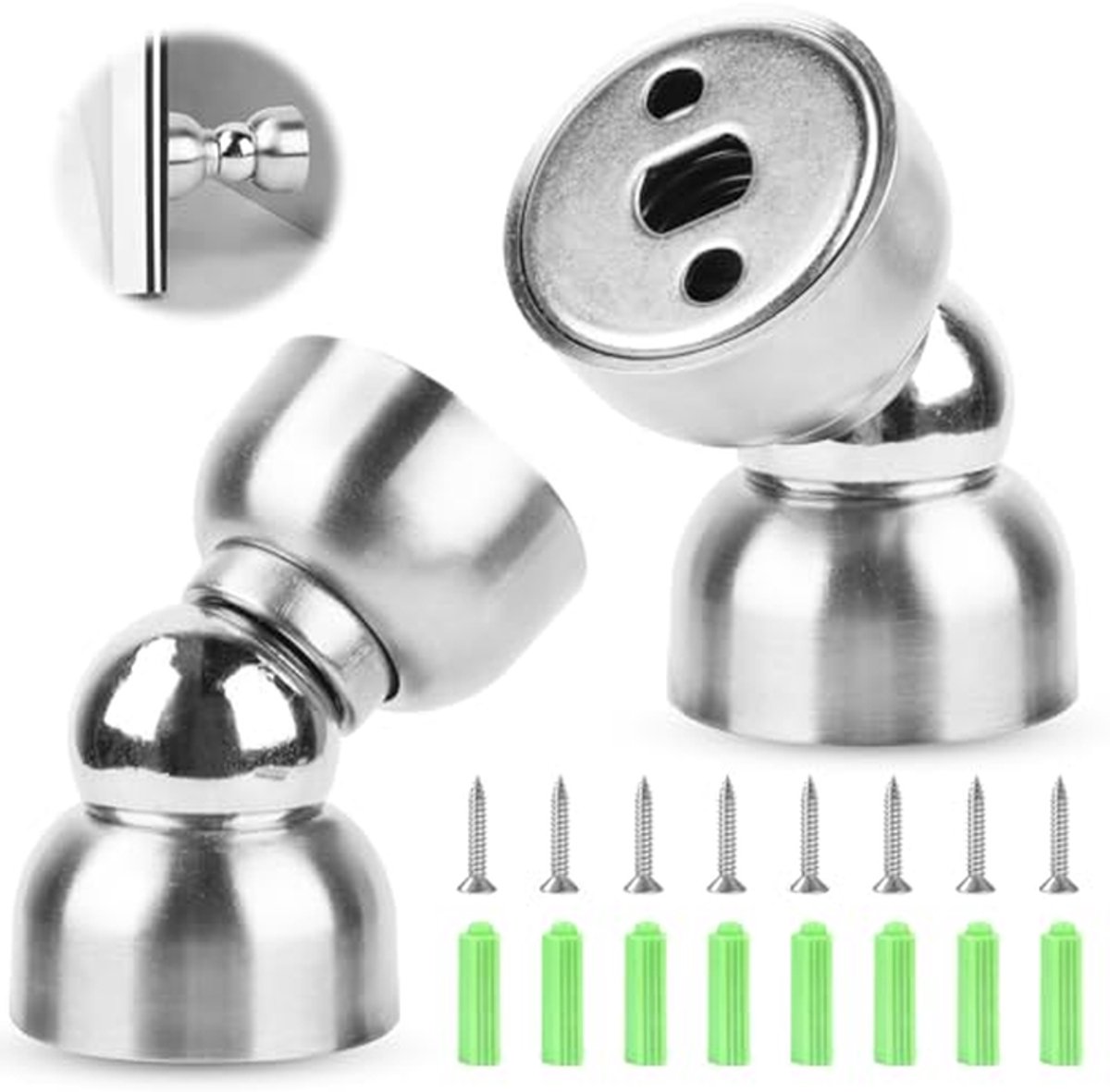Magnetische Deurstopper - Deurhouder - Deur Open Houden - Roestvrij Staal - 2 Stuks - Zilverkleurig