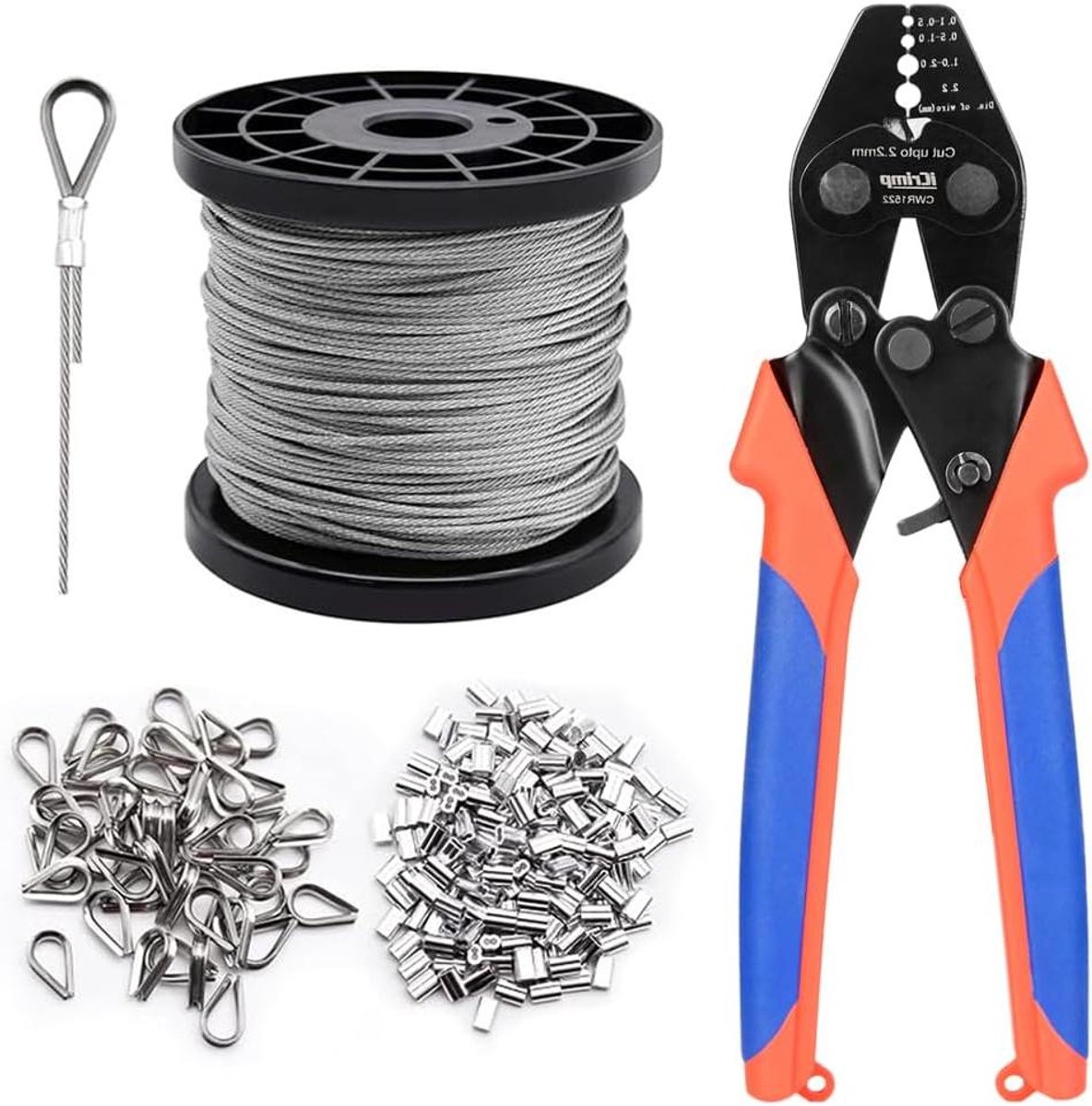 Krimptang Set - Kabeltang Draadkabel - Draadkabel Bevestigen - Inclusief Snijfunctie - 0.1-2.2mm Kit - Zilver