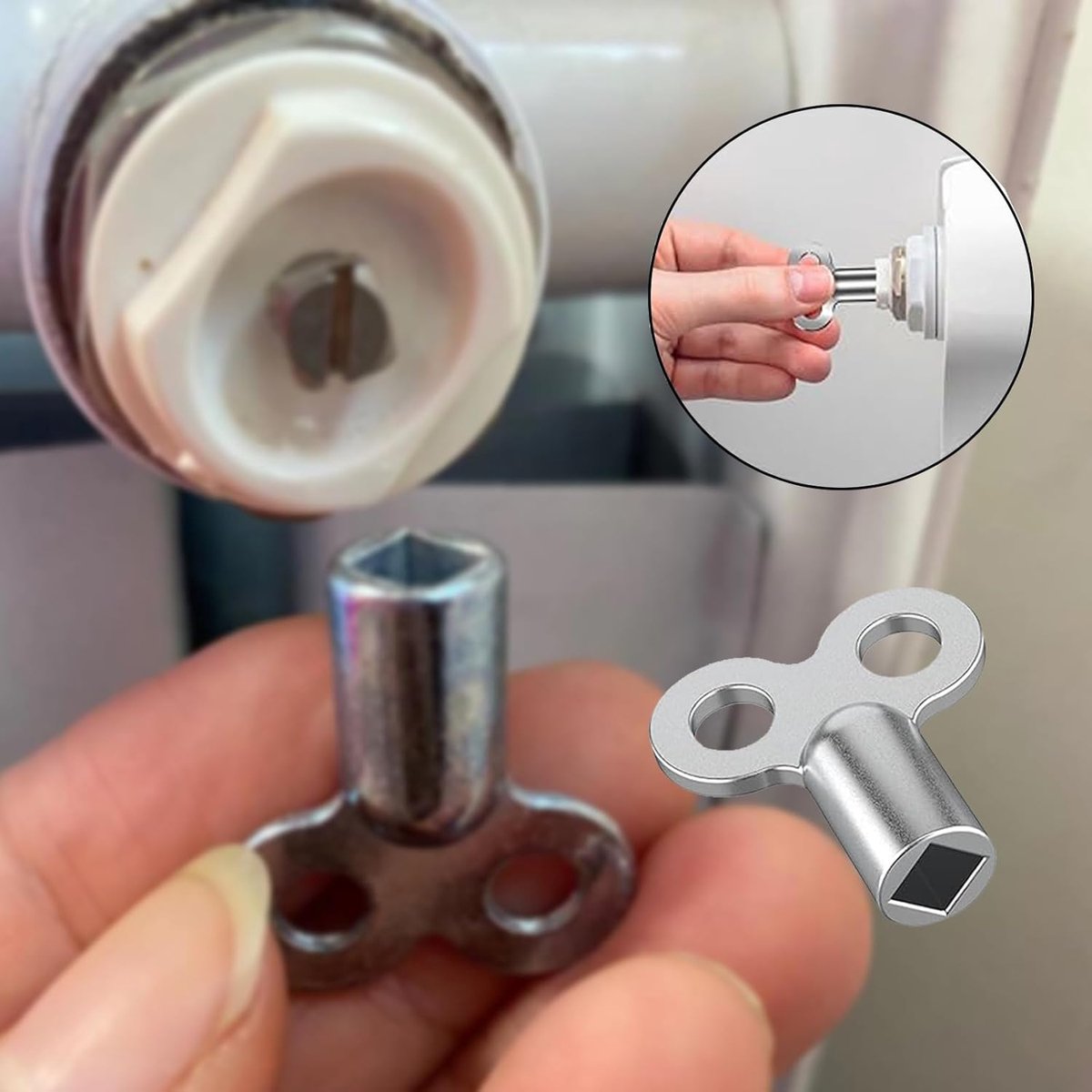 Ontluchtingssleutel - Radiator sleutel - Radiatoren ontluchten - Robuuste zinklegering - 5 mm - Zilverkleurig