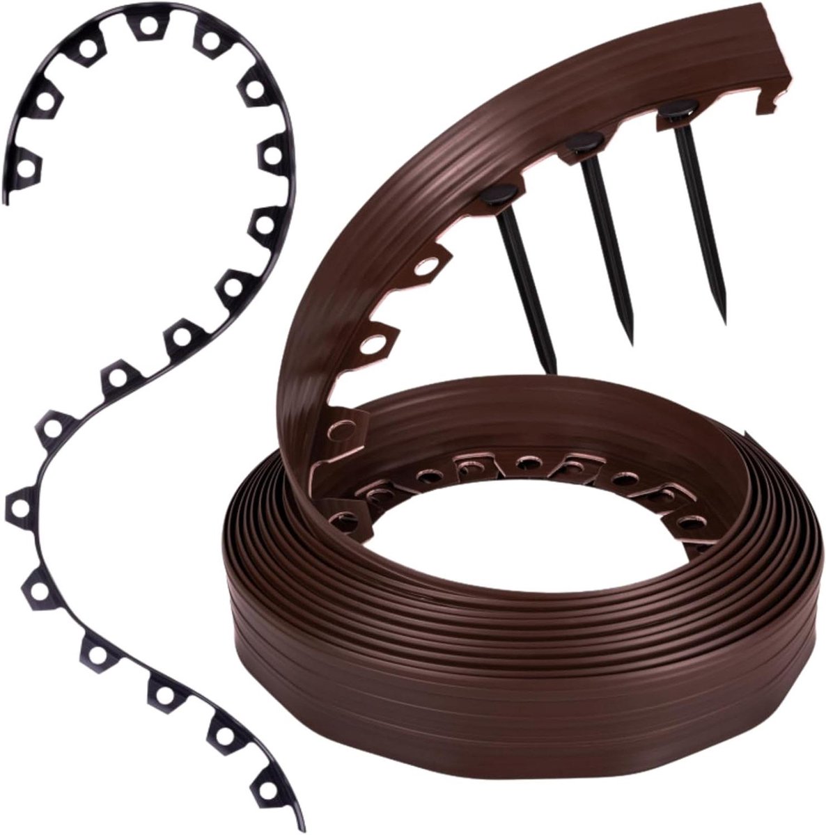 Flexibele gazonrand - Bloembedomranding tuinrand - Gazon afscheiden - Weerbestendig kunststof - 10 meter 6 cm - Bruin