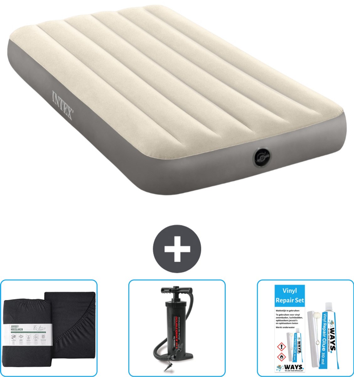 Intex Luchtbed - 1-Persoons - 99 x 191 x 25 cm - Beige - Inclusief Accessoires CB7