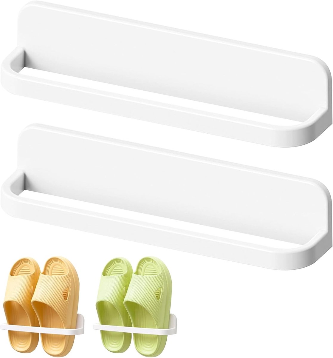 Schoenenrek deur - Wit - 24 x 5 x 5,2 cm - Kunststof wandgemonteerde schoenenhouder zonder boren - Voor badkamer, hal en keuken