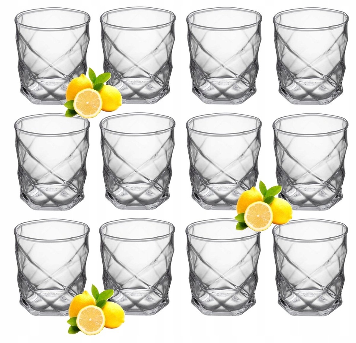 Set van 12 Glazen Drinkglazen 330 ml met Geometrisch Patroon