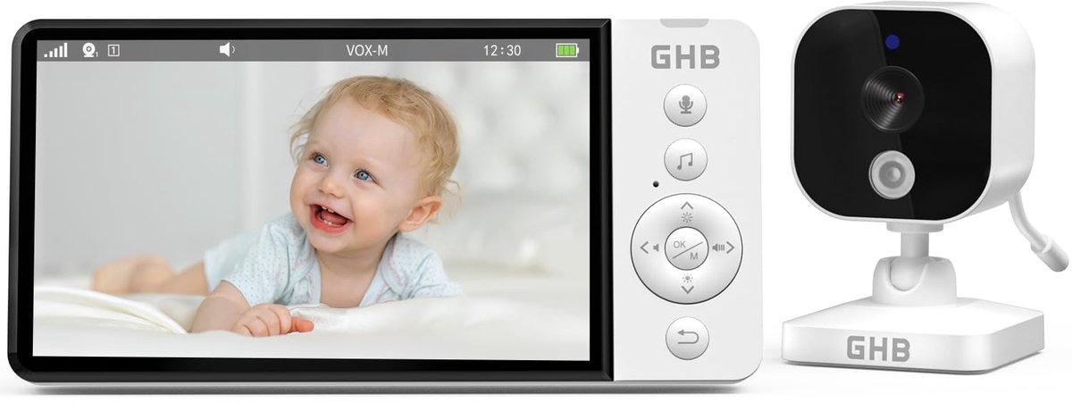 Babyfoon camera 5 inch - zonder wifi - temperatuursensor - nachtzicht voor veilige nachten - ShopVlot