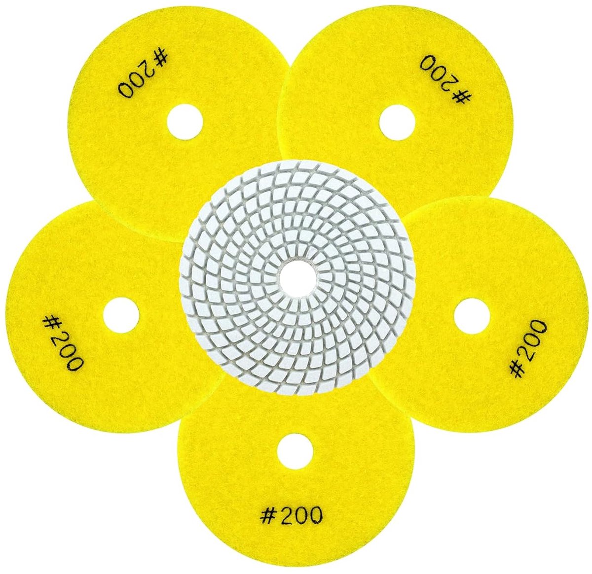 Diamond Polishing Pads Granule 200-6 Pcs Wet Polishing Discs 100mm for Granite Marble Quartz Artificial Stone, for - ShopVlot