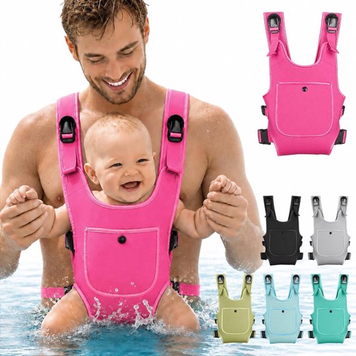 1 stuk - neoprenen water baby riem - pasgeboren tot klein kind - ergonomische waterdichte baby borststeun - verstelbare schoudergriem - lichte baby dragen uitrusting - geschikt voor de zomer zwembad zwemmen en strand - roze