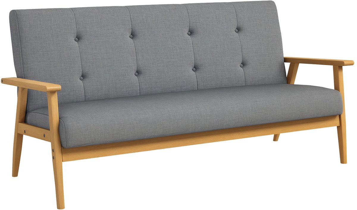 HOMCOM 3-zitsbank - Linnen - 154,5×69,5×73 cm - Donkergrijs