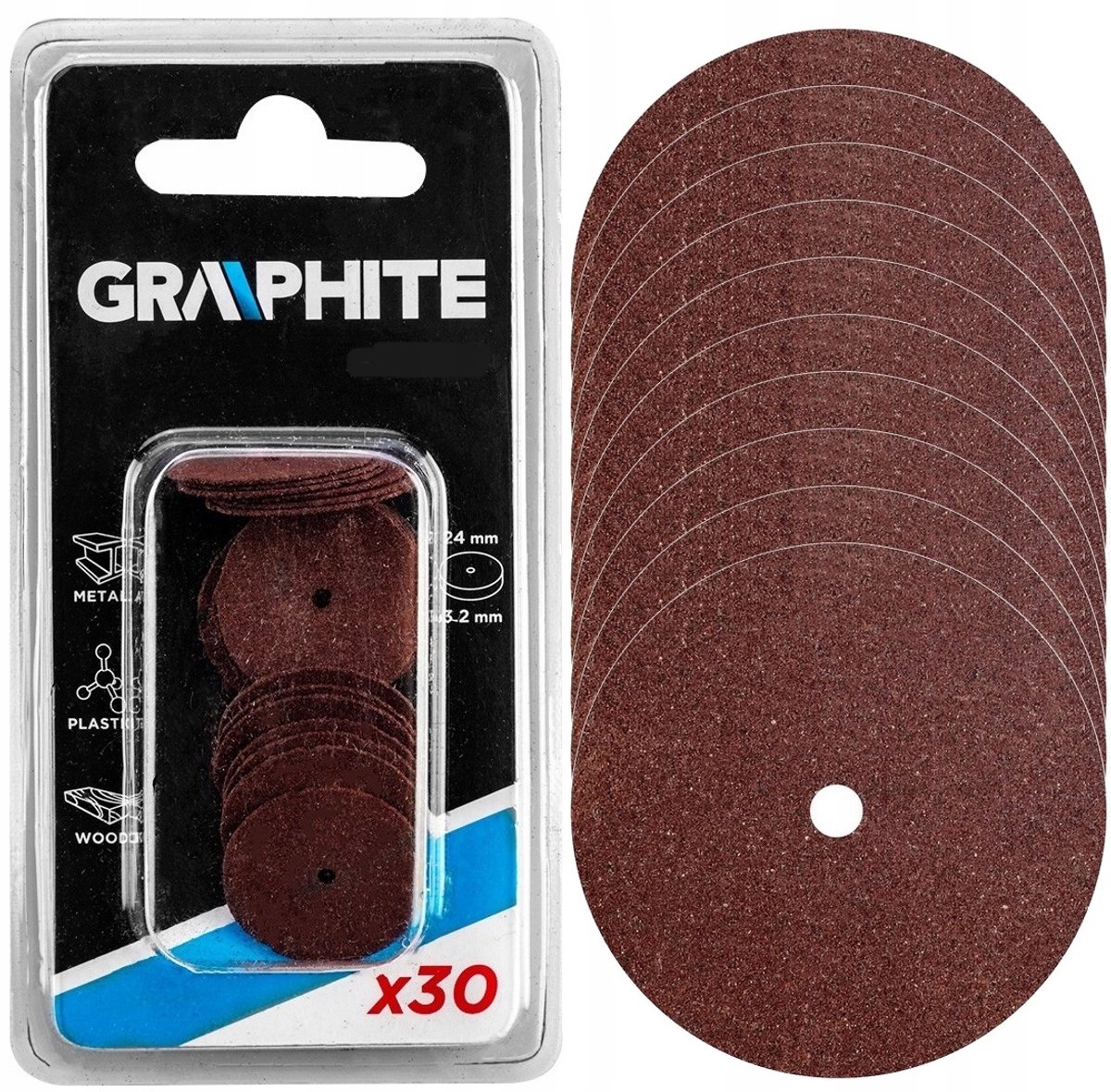 30x Doorslijpschijven 24mm - Korund voor Multitool