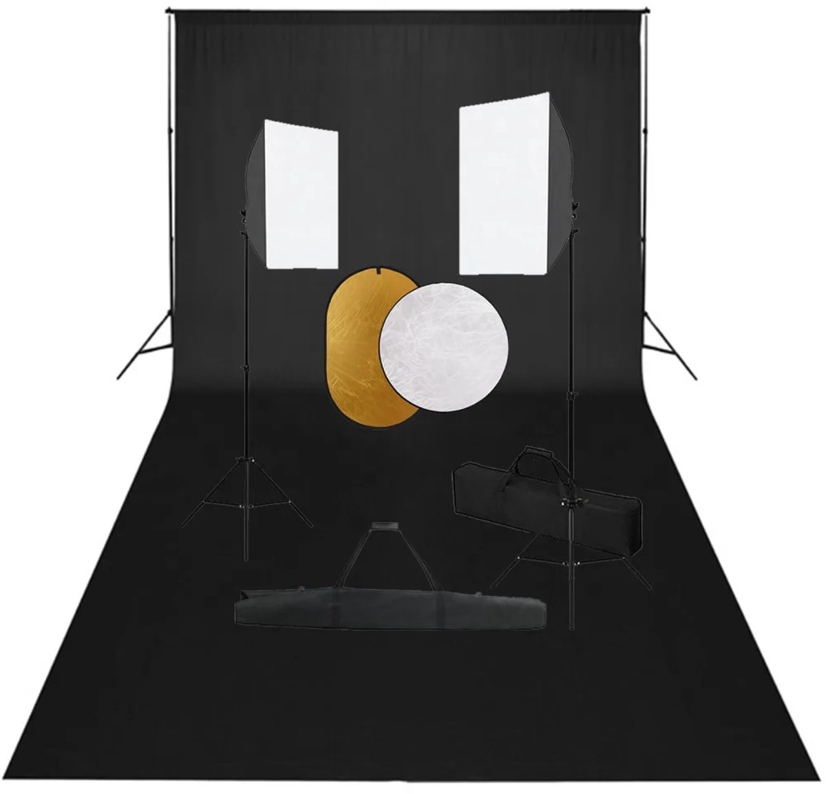 Professionele Fotostudio Set: Achtergrond, Softboxen & Reflectoren