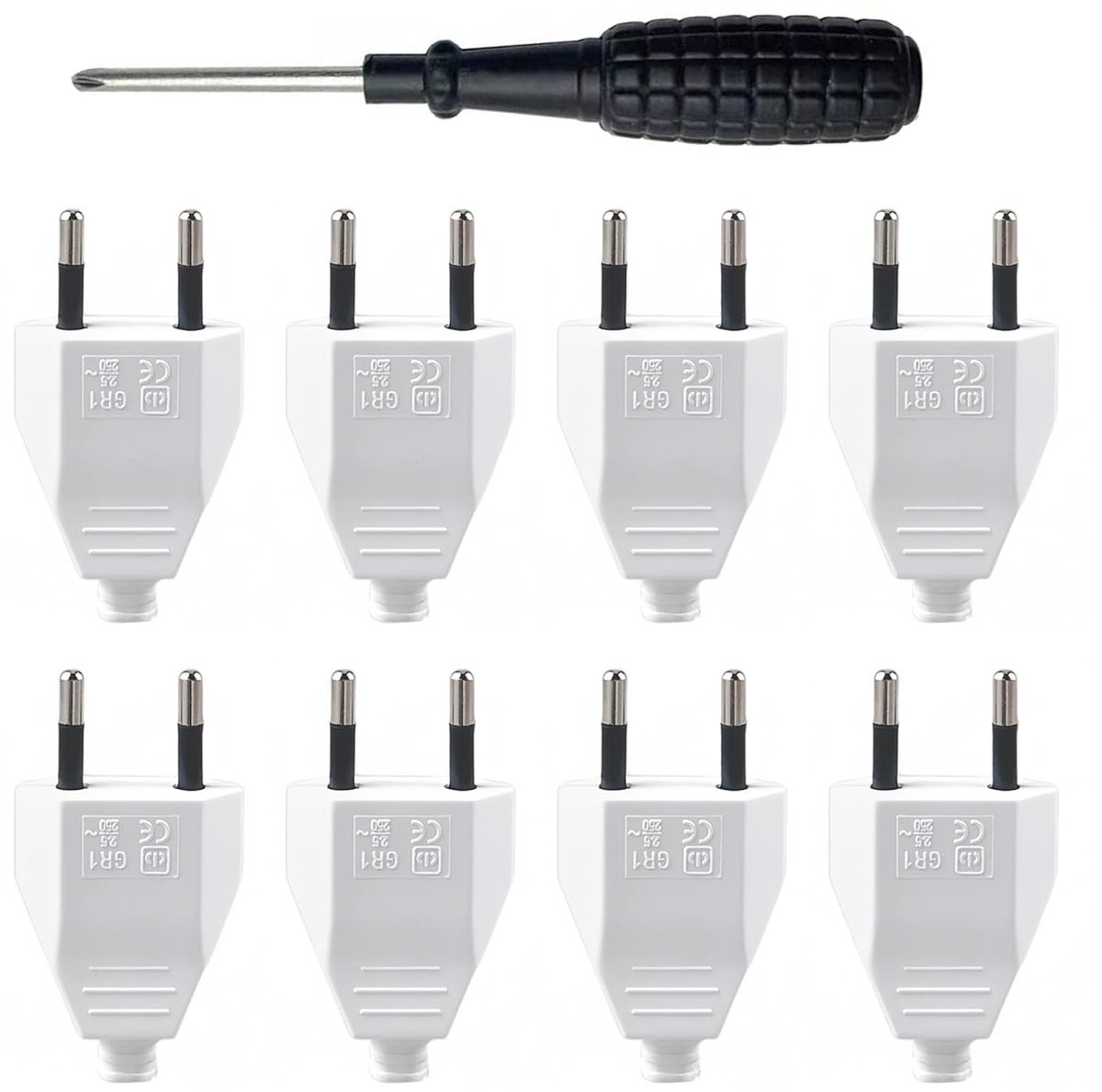 Euro Plug 250 V - Flat Euro Plug met Schroevendraaier - Veilig en stabiel - Geschikt voor huishoudelijke apparaten - ShopVlot