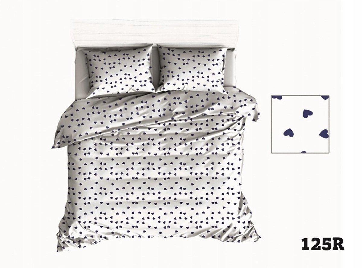 Katoenen Kussensloop 40x60 cm - Wit met Blauwe Hartjes - R125