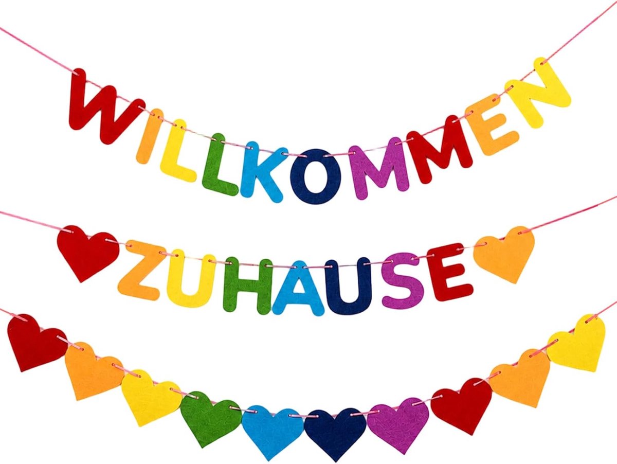 Welkom thuis banner kleurrijk - vilt - duurzame slinger - stijlvolle feestdecoratie - ShopVlot