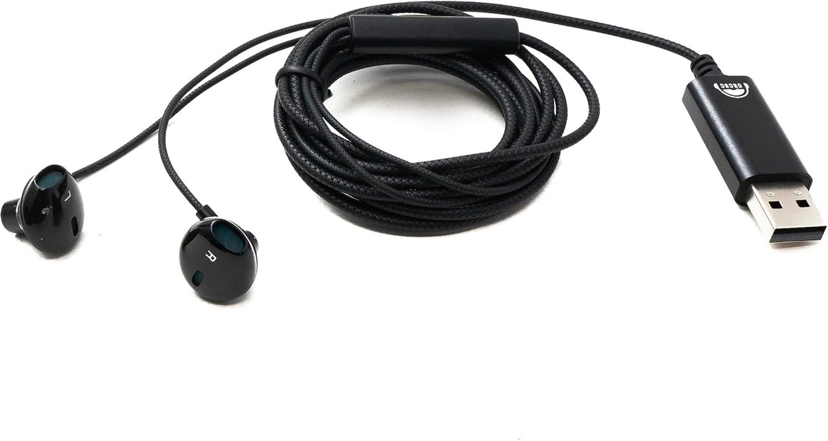 In-ear hoofdtelefoon met ruisonderdrukking - USB 2.0 - zwart - helder geluid en microfoon - ShopVlot