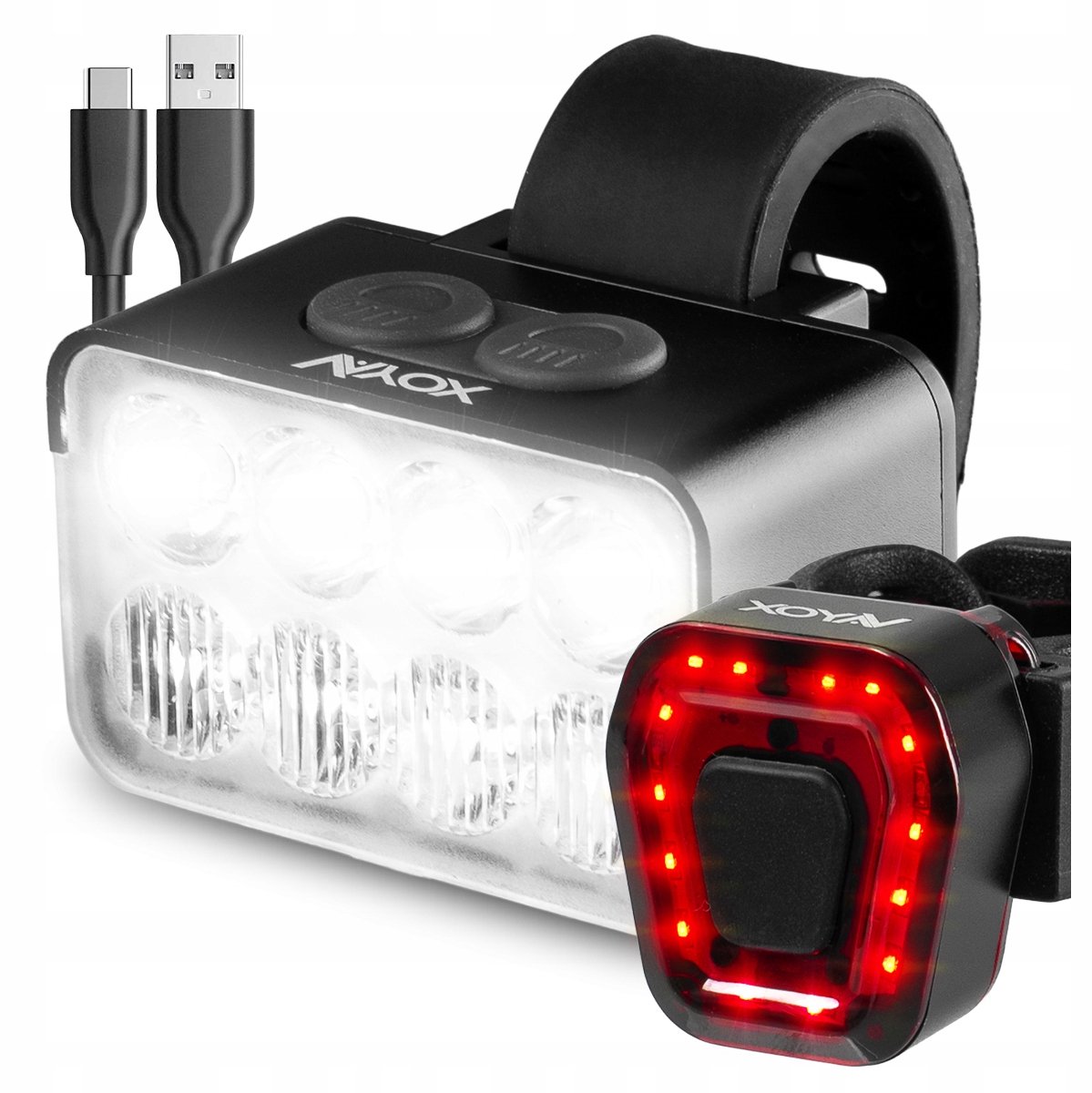Fietsverlichtingsset USB-C, voor en achter, 900 lumen