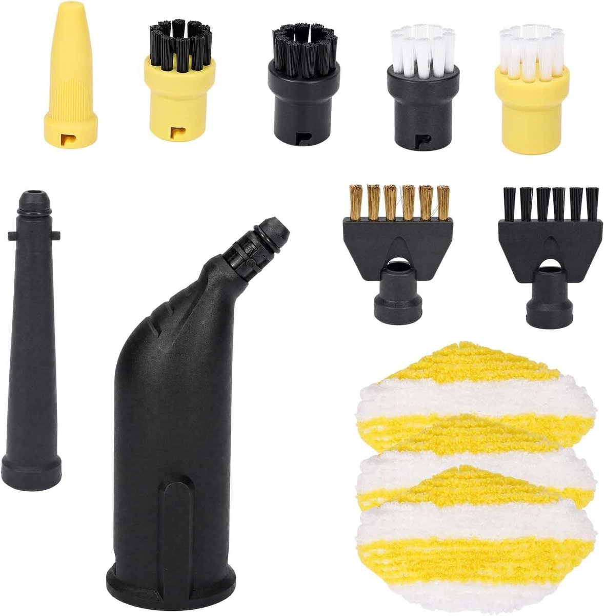 Stoomreiniger accessoires set 12-delig - nylon en ABS - veelzijdige borstel- en nozzle set - ShopVlot