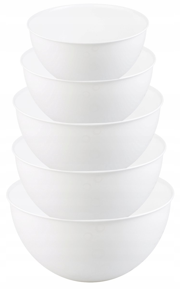 Praktische Kunststof Mengkommen Set 5 Stuks Wit - 11,75L