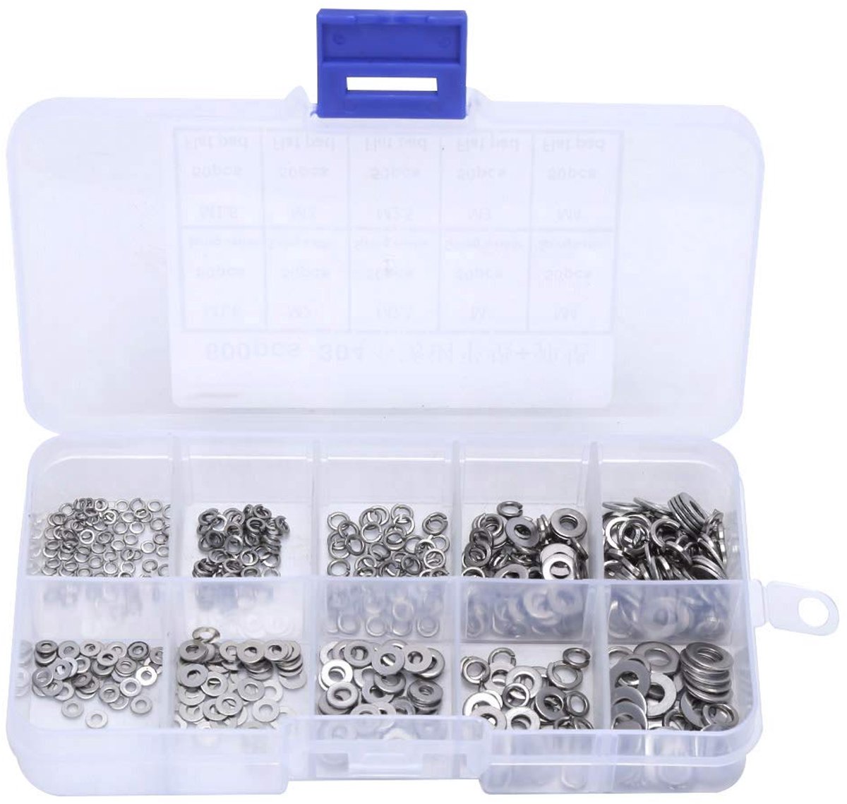 500pcs M1.6-M4 - Multiple Sizes Stainless Steel Flat Ring and Spring Gasket Set Anti-Loose Ring Flat Gasket Ring - ShopVlot