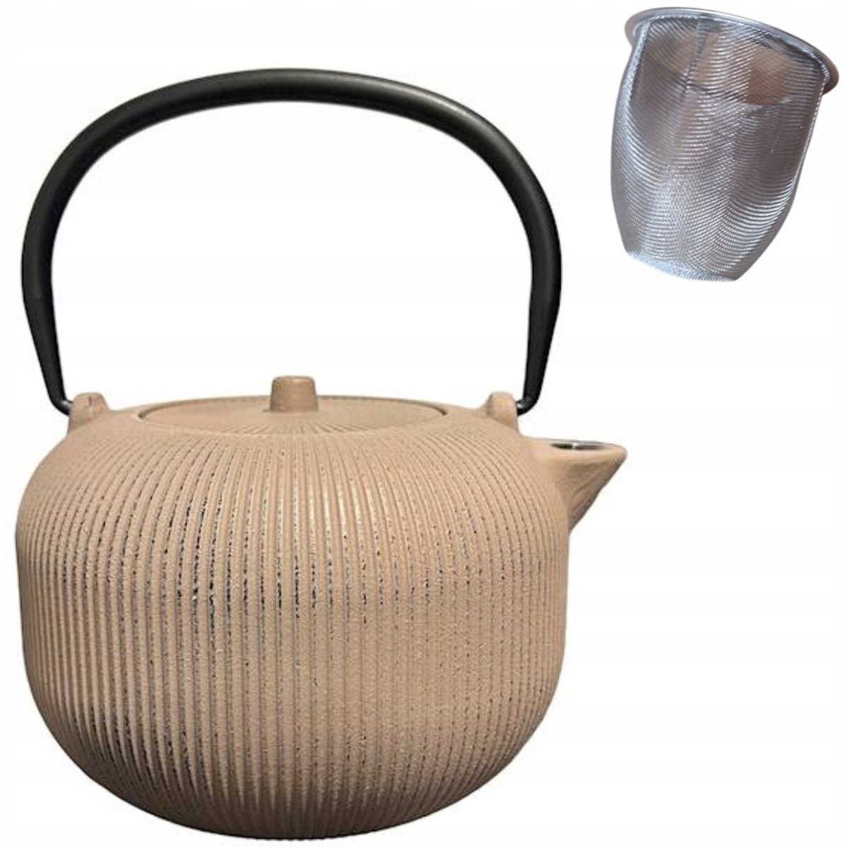 Gietijzeren theepot met filter, 1L, voor kruiden en thee