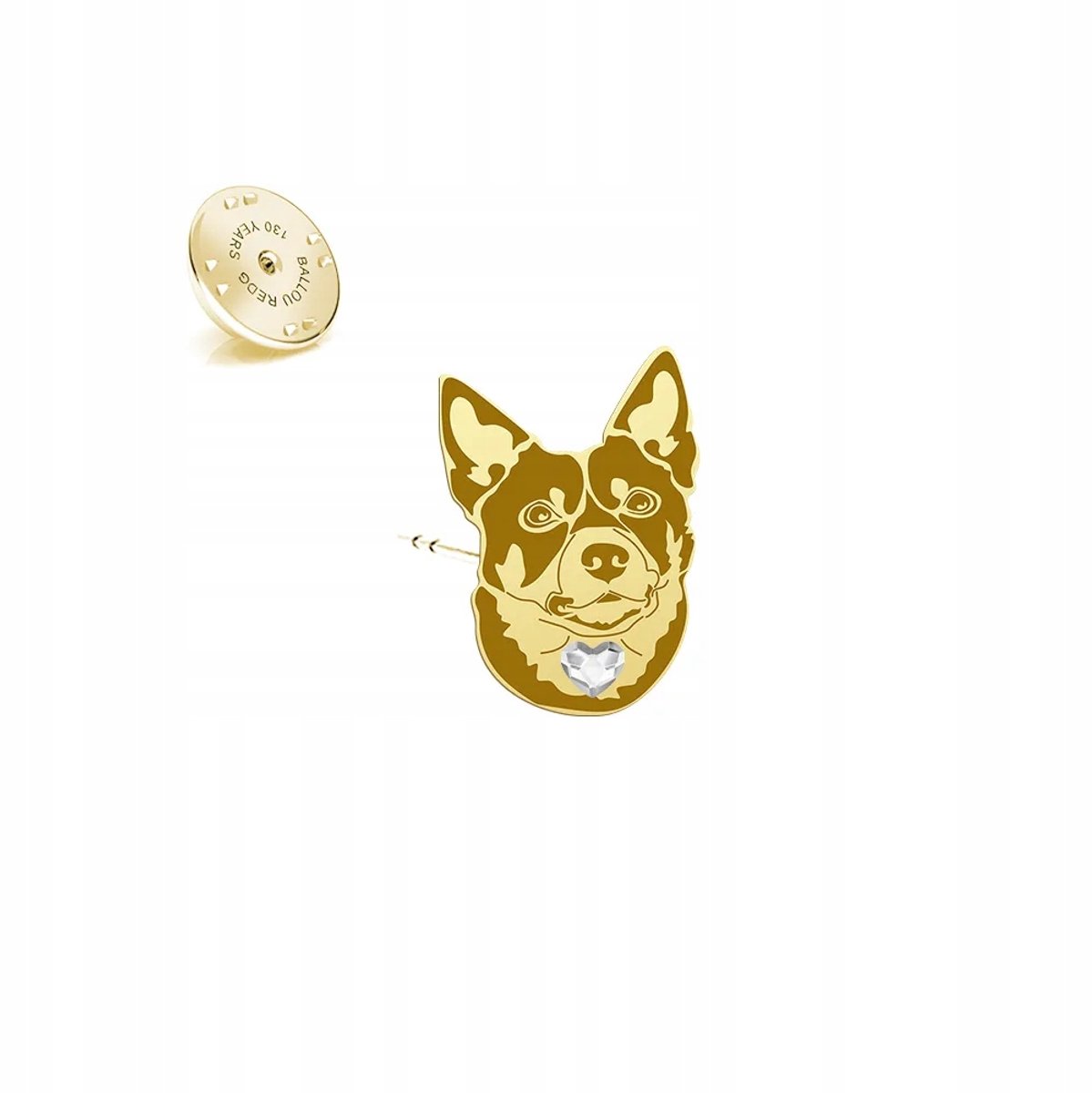 Gouden Broche Australian Kelpie - 925 Zilver, 24k Goud, Kristal