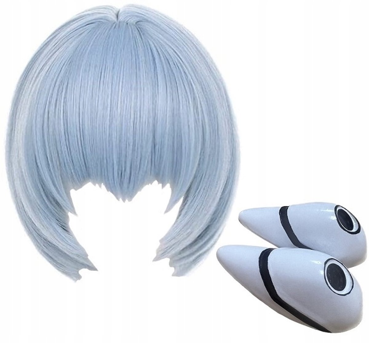 Merkloze Blauwe Cosplay Pruik met Speldjes voor Anime Kostuum