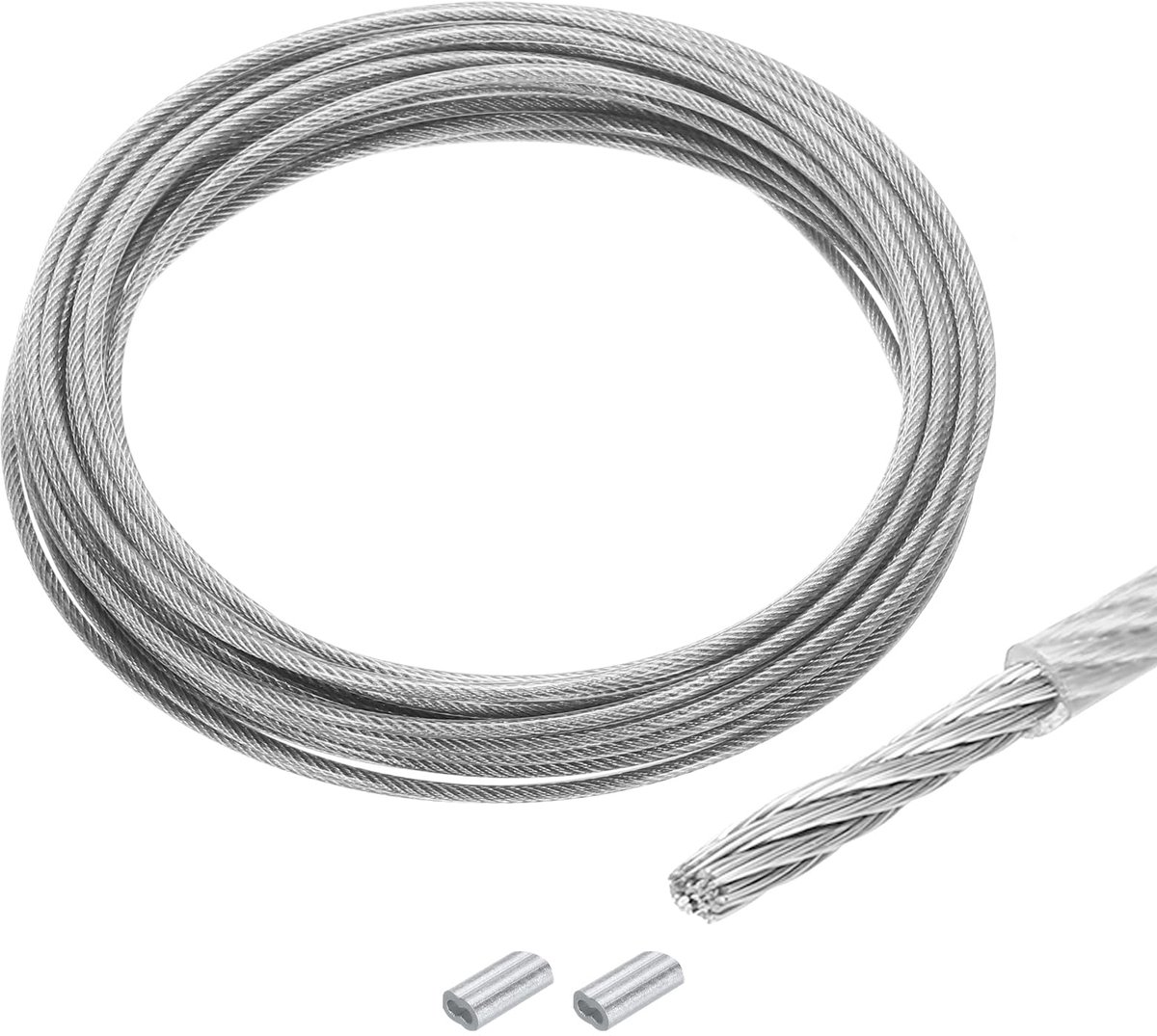 Staalkabel 10 m - 304 roestvrij staal - 4 mm vinylcoating - voor optillen en ophangen - ShopVlot