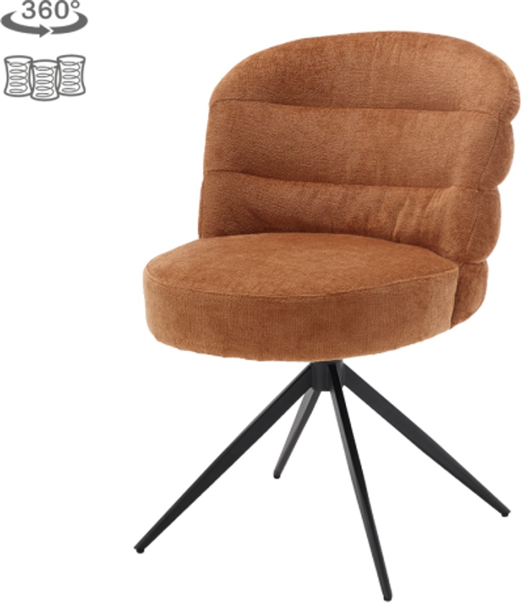 Tower Living Eetkamerstoel Carro draaibaar Chenille - Caramel brown - eetkamerstoelen set van 2