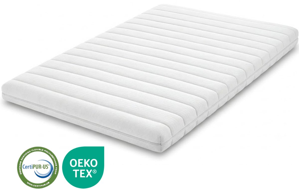 MIA Sleep® Hotel Topper 70x220 - Topdekmatras - Hotel Kwaliteit - HR45 Koudschuim - Circa 7 cm dik - Afritsbaar - Wasbaar - Ventilerend - Orthopedisch