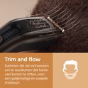 Philips haartrimmer met speciale kammen om vastlopen van haar te voorkomen.