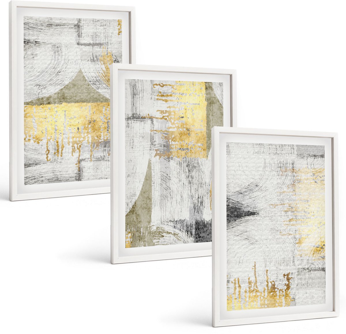 Tulup 3-Delige Schilderij Set - Abstracte minimalistische, modieuze schilderpatronen - 40x60 - Stijlvolle Muurdecoratie - Slaapkamer - Decoratieve Schilderijen