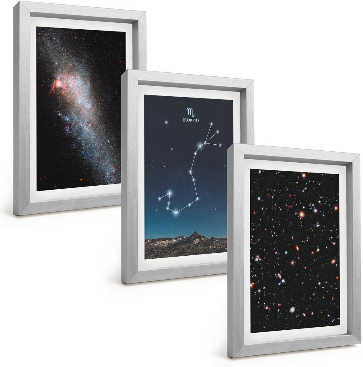 Tulup 4-Delige Schilderij Set - Kosmische landschappen van de sterrenstelsels en het sterrenbeeld Schorpioen - 20 x 30 cm - Schilderijen Set - Wanddecoratie - Woonkamer - Woonkamer Decoratie