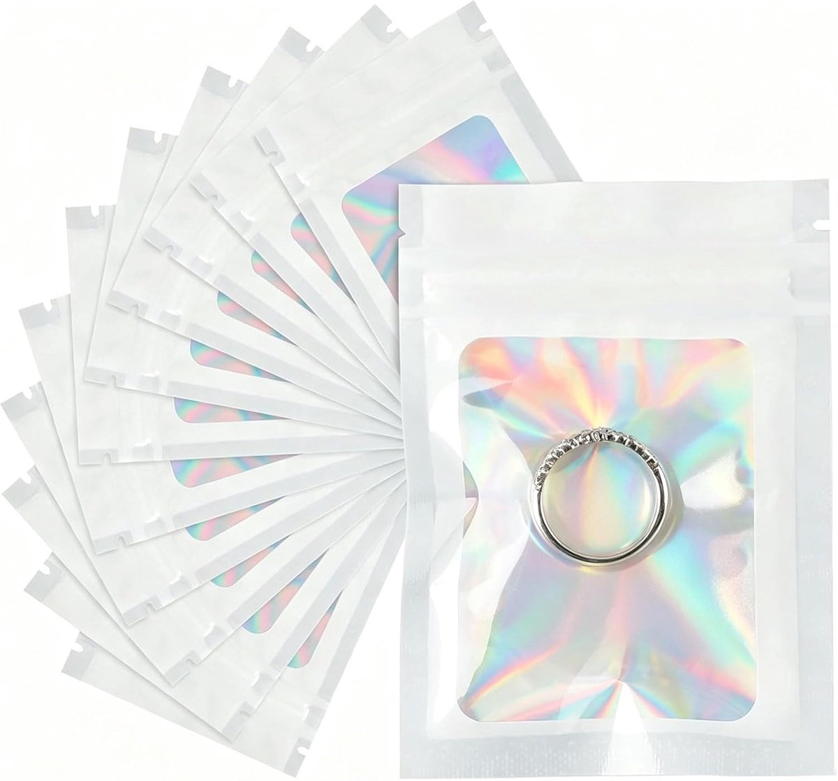 100pcs Ziplock Bags Plastic ZIP White Zipper 7 X 10 Cm Resealable Bags Aluminum ZIP Bags For Food, Cookies, Jewelry - ShopVlot