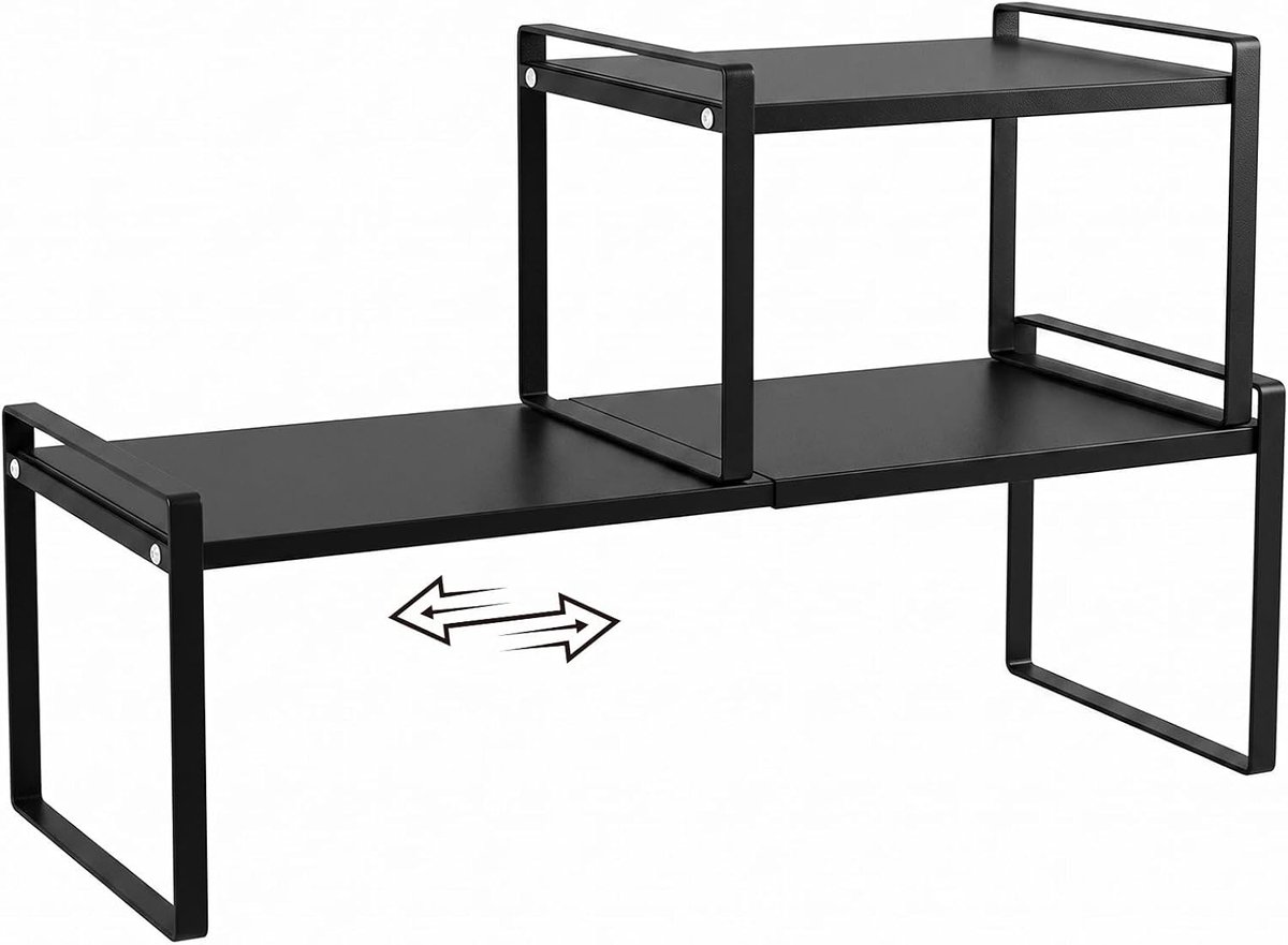 2-delige kast opbergrek zwart, groot - ShopVlot