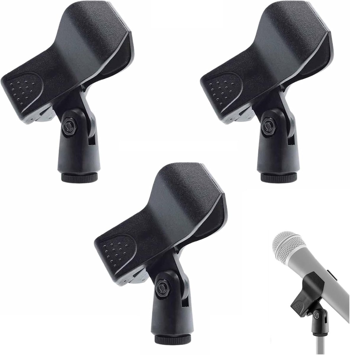 Universal Microphone Clamp, 3 Pack Microphone Holders, 3/8 Inch Female Thread Screw Adapter for Microphones, Clamp - ShopVlot