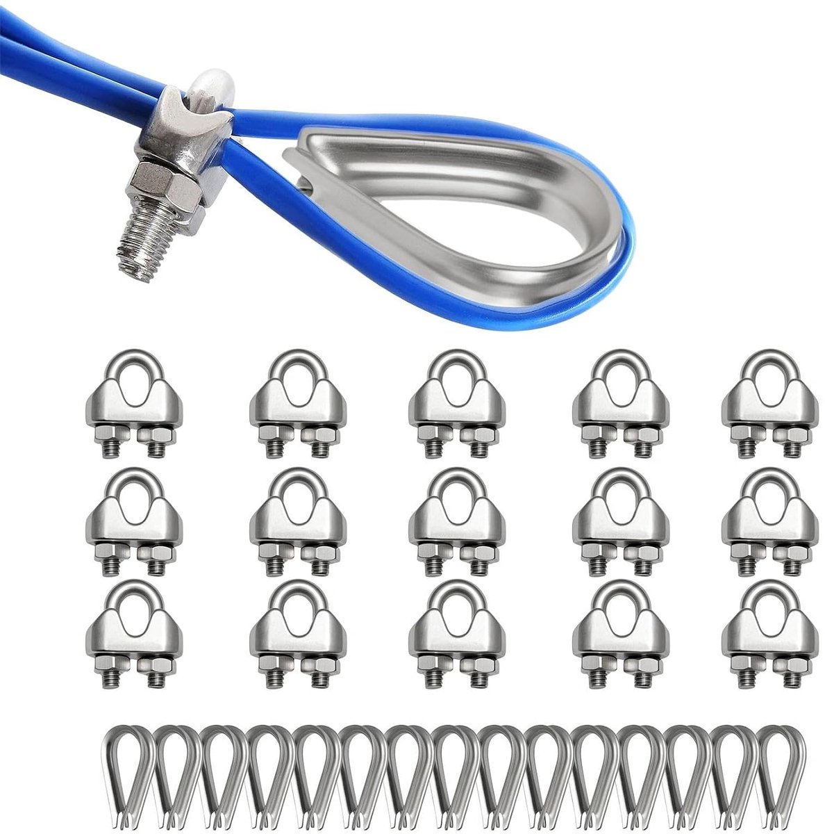 15 stuks draadkabelklemmen M3 + 15 stuks M3 halsbandkabels - ShopVlot