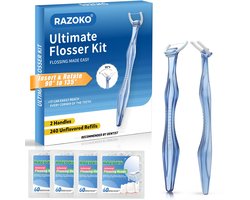 RAZOKO Flosser Kit, versnipperingsbestendig, invoegen en roteren 90° tot 135° voor moeilijk bereikbare plaatsen, PTFE - ShopVlot