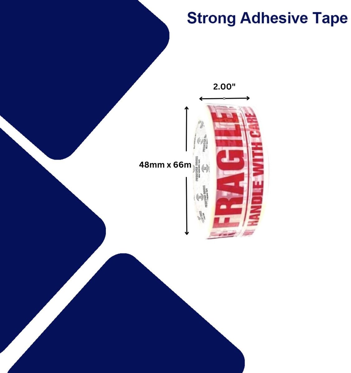 Verpakkingstape breekbaar - 48 mm x 66 m - 12 rollen - ideaal voor verhuizing - ShopVlot