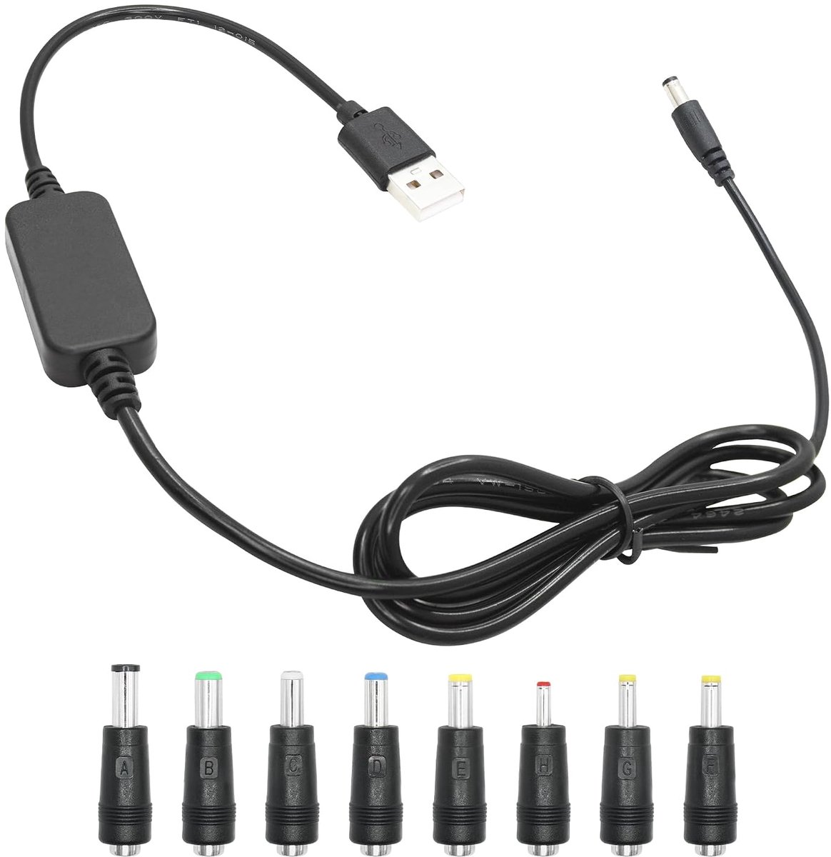 USB 5V to 9V Plug Cable, USB 5V to DC5521 9V Connector Cable with 8 DC Connectors (6.0 x 4.0, 6.3 x 3.0, 5.5 x 2.5 - ShopVlot