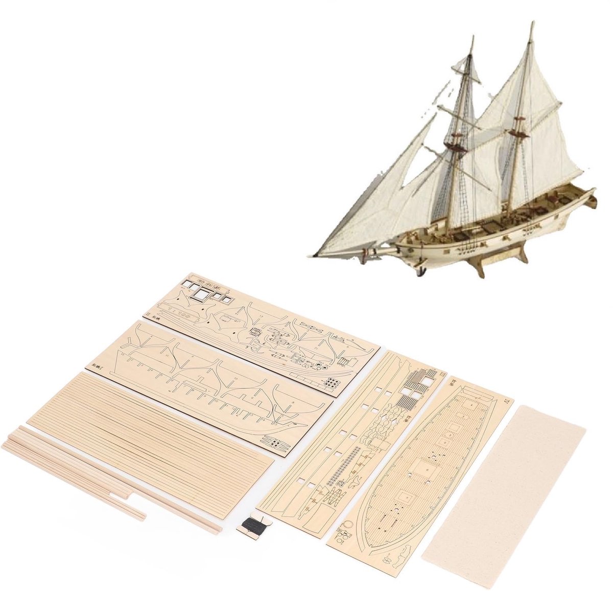 Model Boot Kit 1/100 Schaal Montage Basswood Zeilboot Kit 40 x 15 cm Zeilschip Bouwmodel voor doe-het-zelf Ambachten - ShopVlot