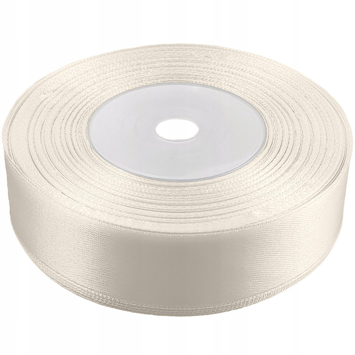 Ecru satijnen lint 25 mm breed, 32 meter lang